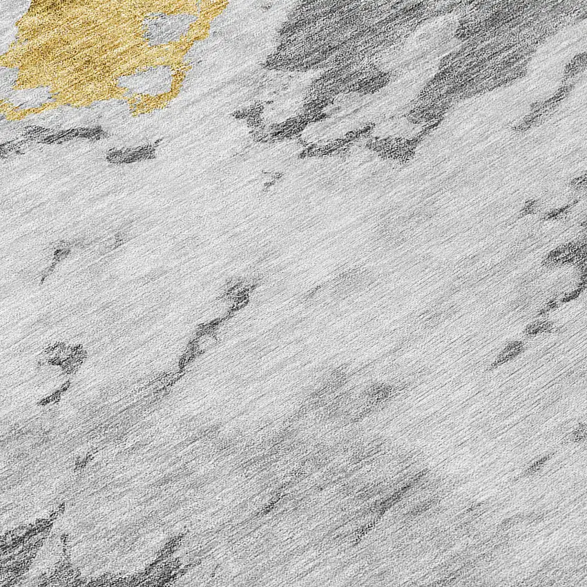 Gray Silver And Charcoal Abstract Washable Indoor Outdoor Area Rug Photo 6
