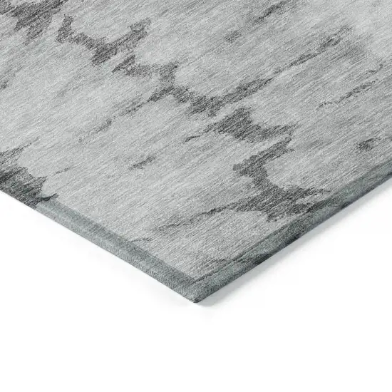 Gray Silver And Charcoal Abstract Washable Indoor Outdoor Area Rug Photo 4