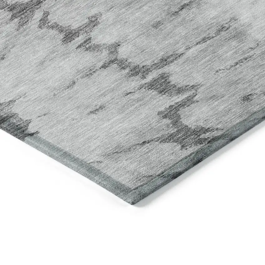 Gray Silver And Charcoal Abstract Washable Indoor Outdoor Area Rug Photo 4