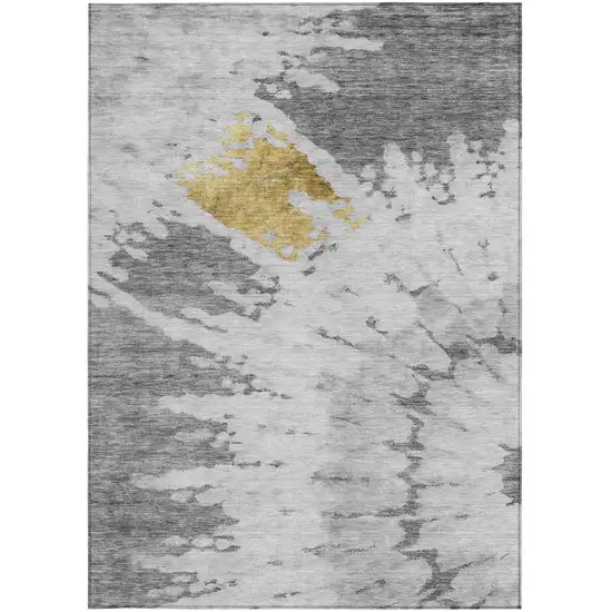 Gray Silver And Charcoal Abstract Washable Indoor Outdoor Area Rug Photo 5