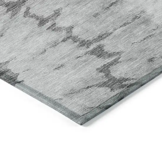 Gray Silver And Charcoal Abstract Washable Indoor Outdoor Area Rug Photo 4
