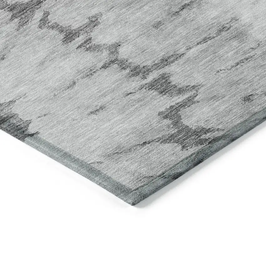 Gray Silver And Charcoal Abstract Washable Indoor Outdoor Area Rug Photo 4