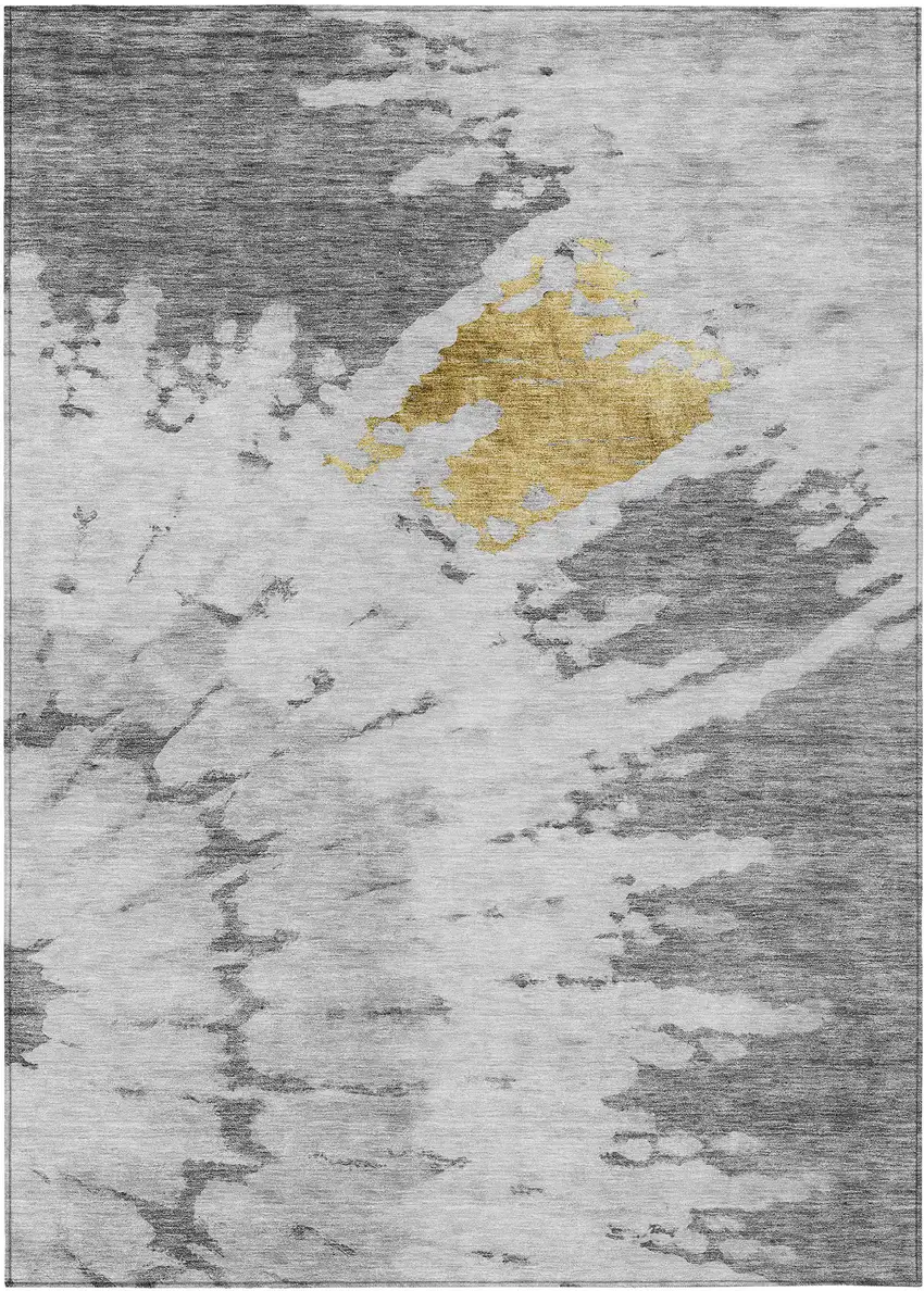 Gray Silver And Charcoal Abstract Washable Indoor Outdoor Area Rug Photo 2