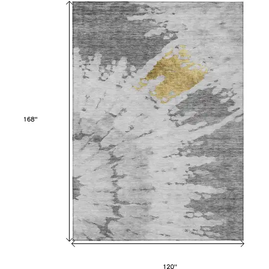 Gray Silver And Charcoal Abstract Washable Indoor Outdoor Area Rug Photo 3