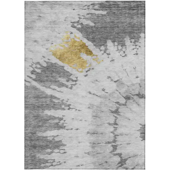 Gray Silver And Charcoal Abstract Washable Indoor Outdoor Area Rug Photo 5