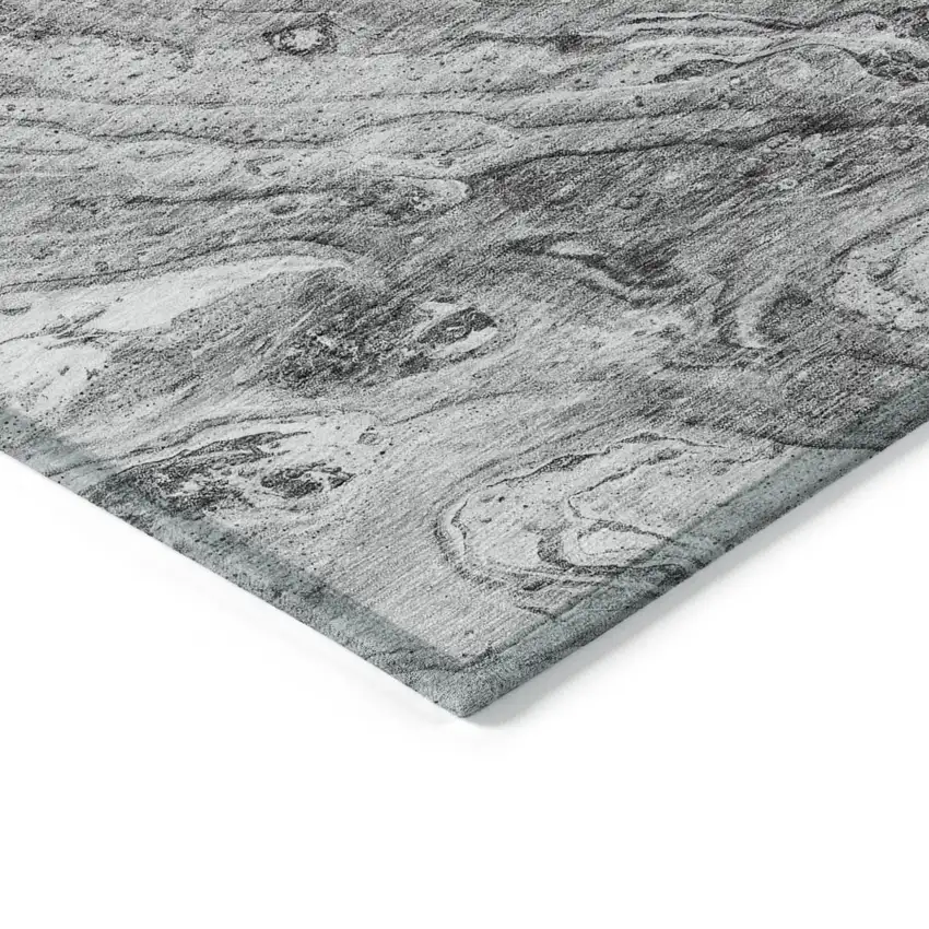 Gray Silver And Charcoal Abstract Washable Indoor Outdoor Area Rug Photo 4