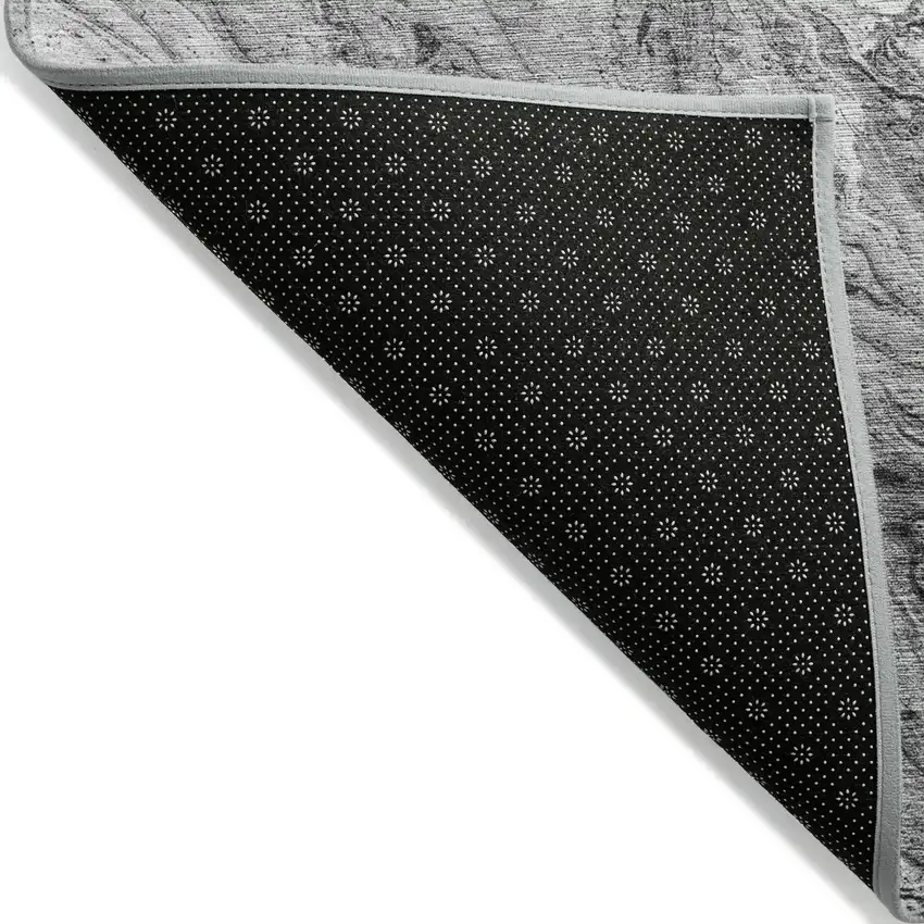 Gray Silver And Charcoal Abstract Washable Indoor Outdoor Area Rug Photo 2