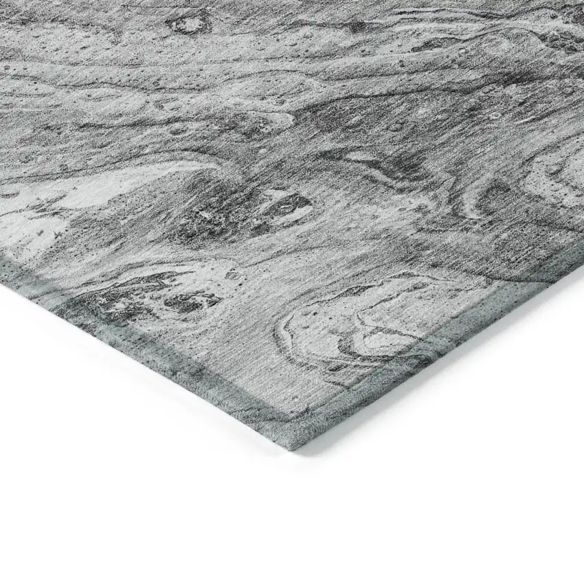Gray Silver And Charcoal Abstract Washable Indoor Outdoor Area Rug Photo 3