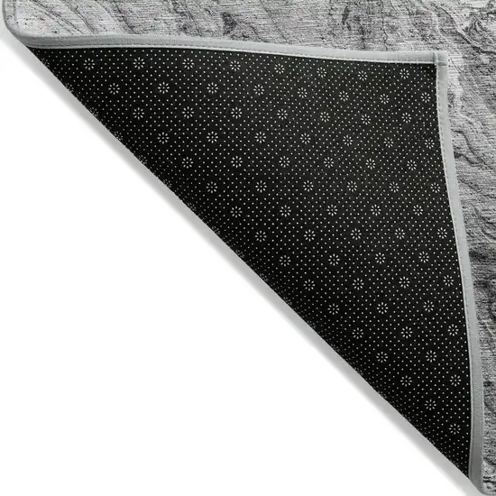 Gray Silver And Charcoal Abstract Washable Indoor Outdoor Area Rug Photo 2