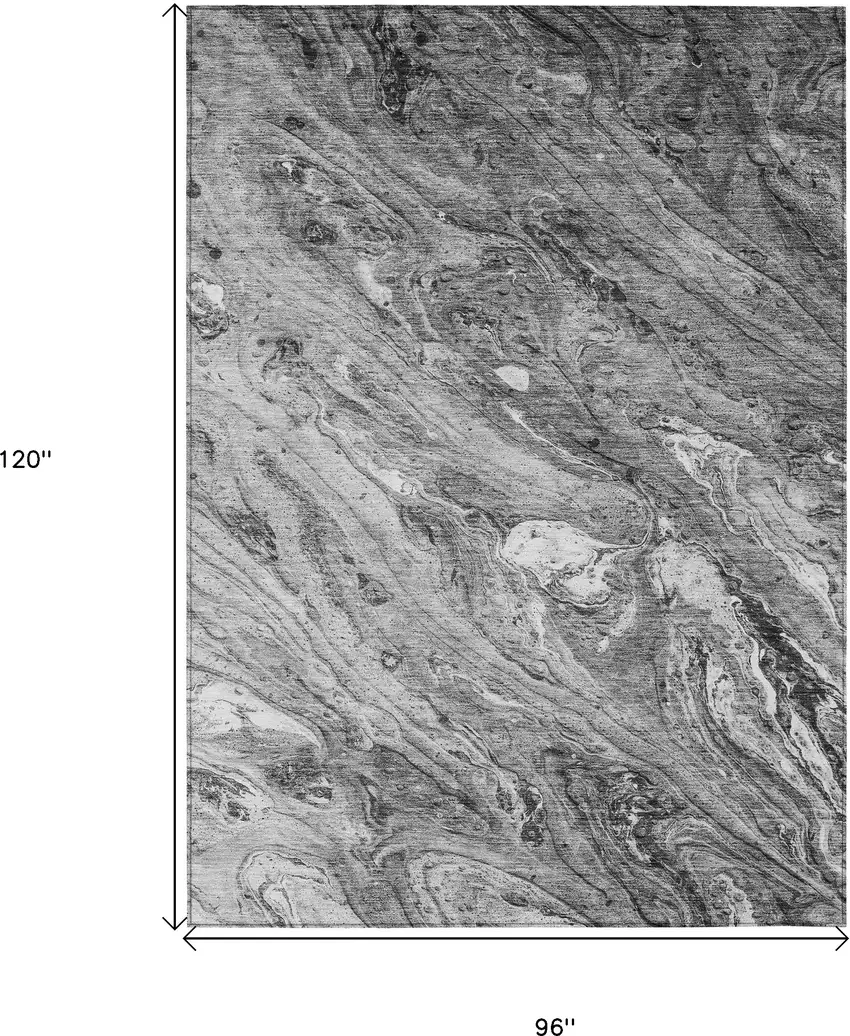 Gray Silver And Charcoal Abstract Washable Indoor Outdoor Area Rug Photo 3