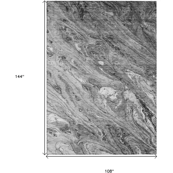 Gray Silver And Charcoal Abstract Washable Indoor Outdoor Area Rug Photo 3