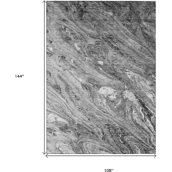Gray Silver And Charcoal Abstract Washable Indoor Outdoor Area Rug Photo 3