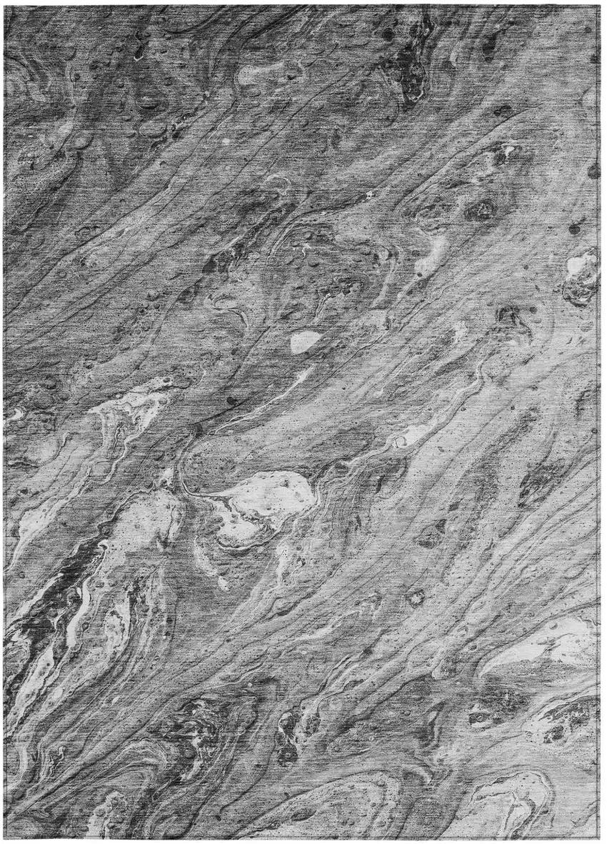 Gray Silver And Charcoal Abstract Washable Indoor Outdoor Area Rug Photo 5