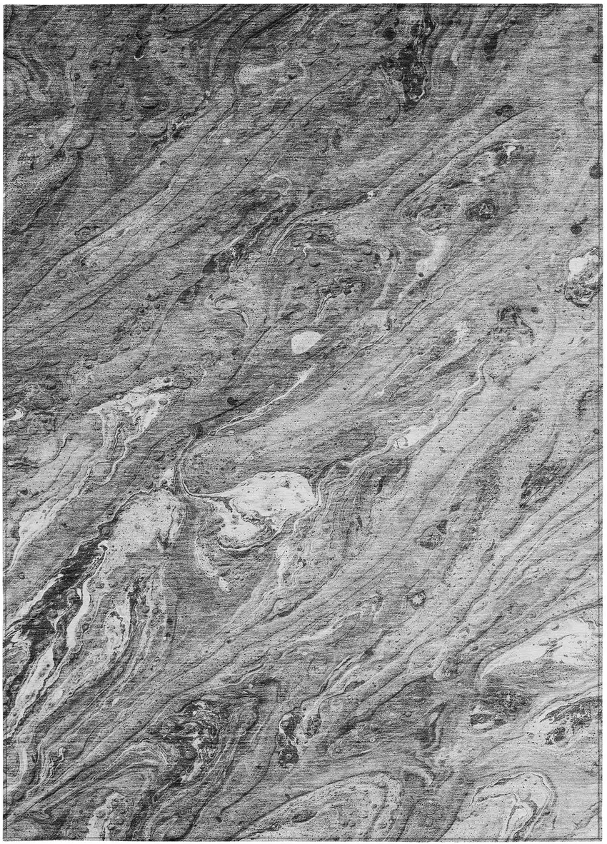 Gray Silver And Charcoal Abstract Washable Indoor Outdoor Area Rug Photo 5