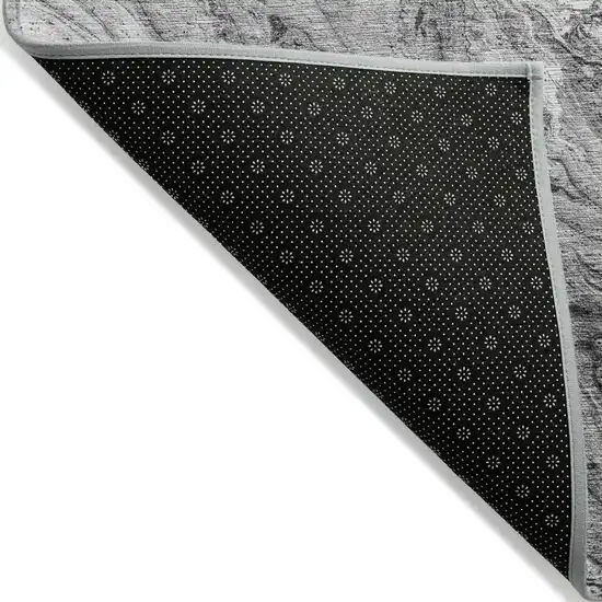 Gray Silver And Charcoal Abstract Washable Indoor Outdoor Area Rug Photo 2