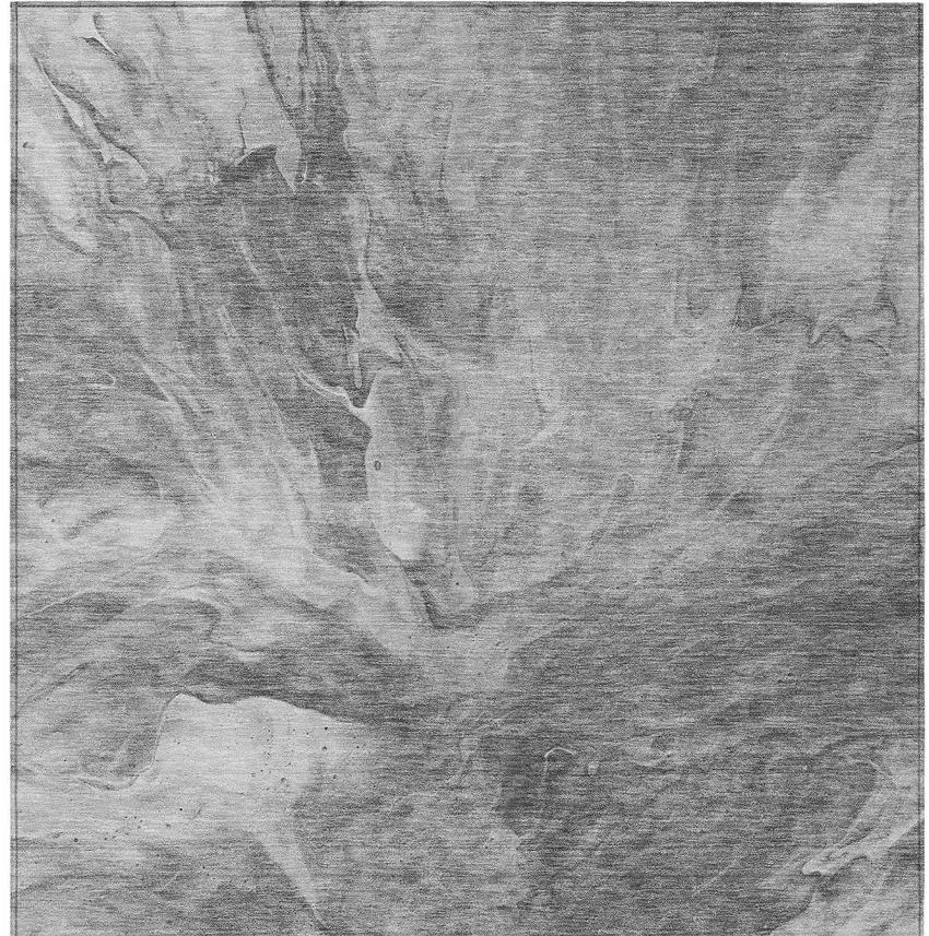 Gray Silver And Charcoal Abstract Washable Indoor Outdoor Area Rug Photo 6