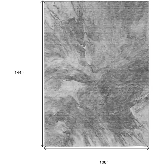 Gray Silver And Charcoal Abstract Washable Indoor Outdoor Area Rug Photo 3