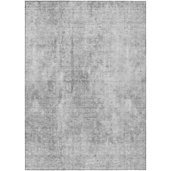 Gray Silver And Charcoal Abstract Washable Indoor Outdoor Area Rug Photo 2