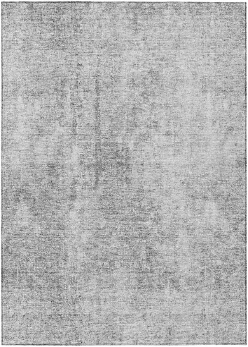 Gray Silver And Charcoal Abstract Washable Indoor Outdoor Area Rug Photo 2