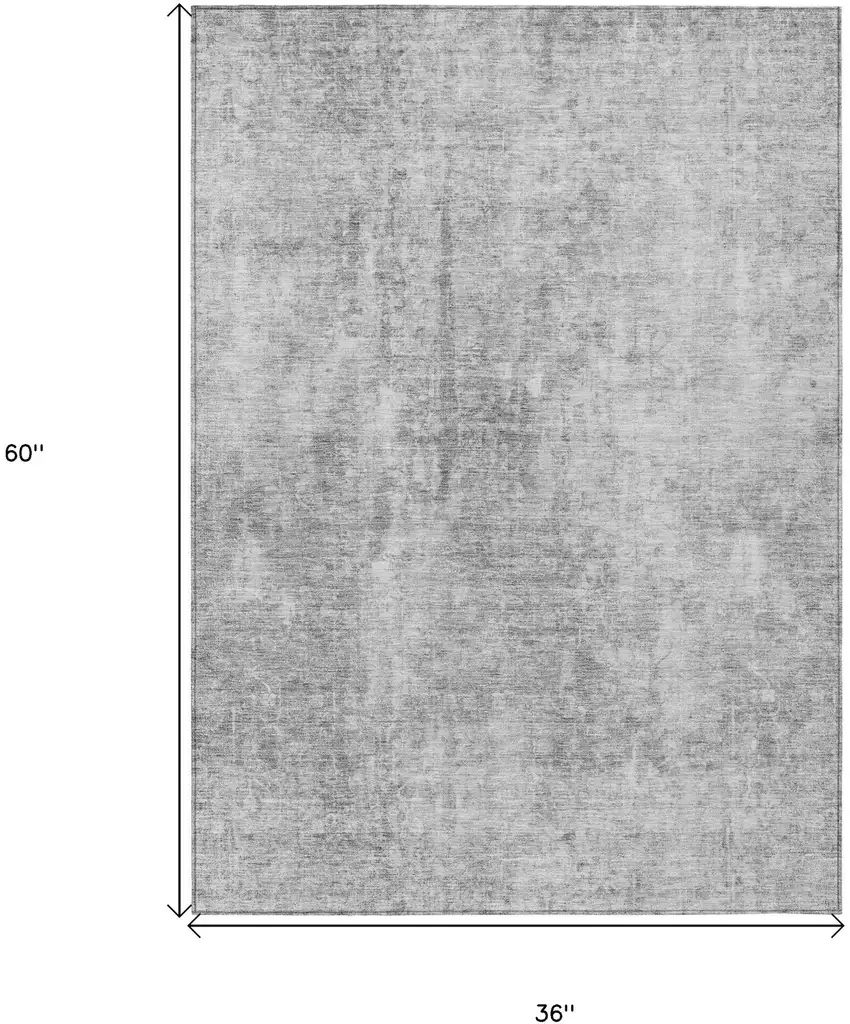 Gray Silver And Charcoal Abstract Washable Indoor Outdoor Area Rug Photo 3