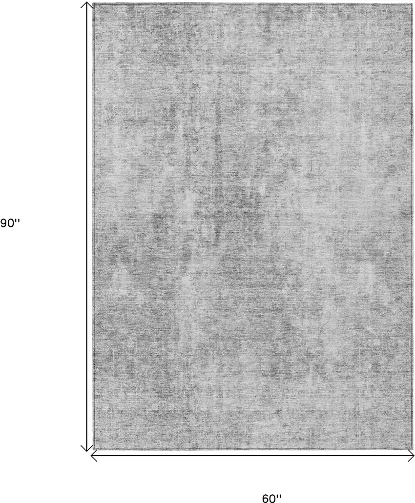 Gray Silver And Charcoal Abstract Washable Indoor Outdoor Area Rug Photo 3