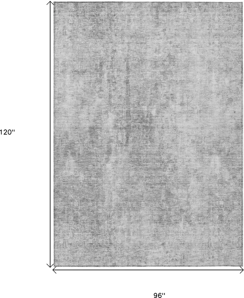 Gray Silver And Charcoal Abstract Washable Indoor Outdoor Area Rug Photo 3
