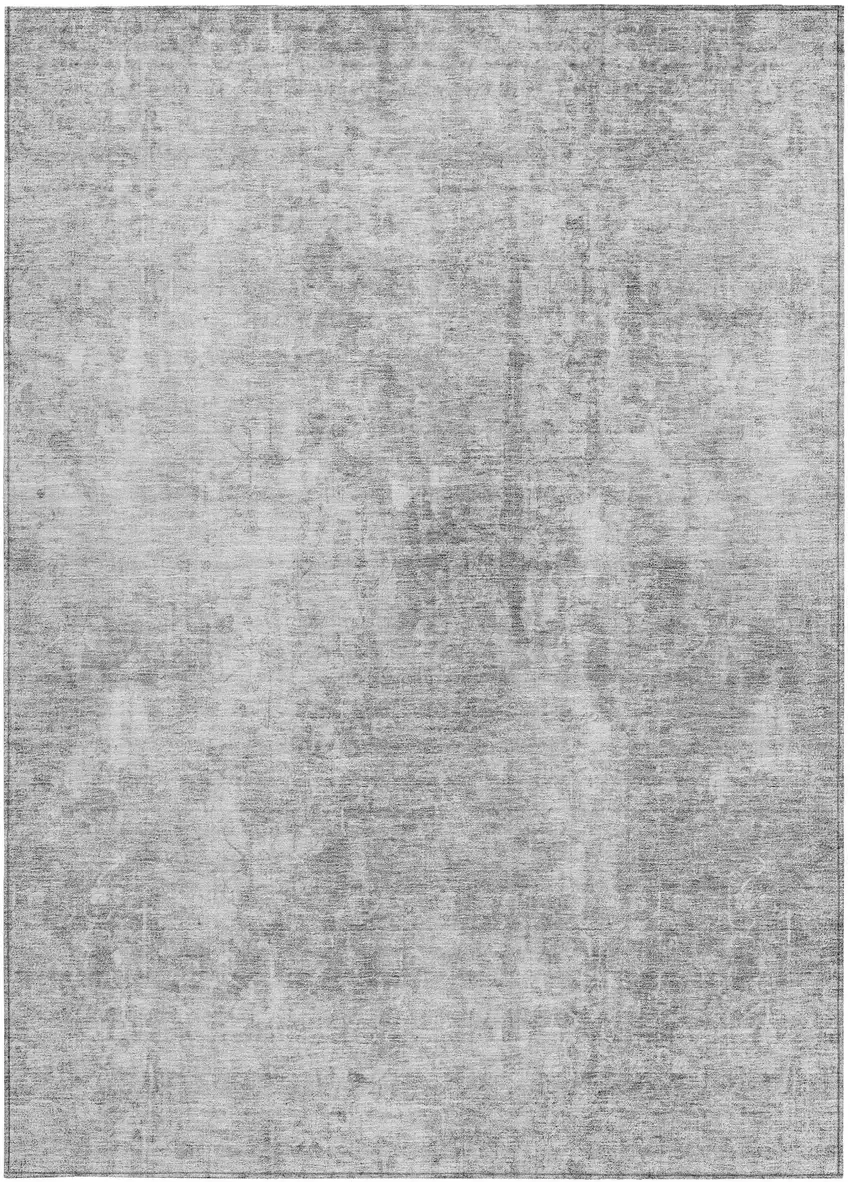 Gray Silver And Charcoal Abstract Washable Indoor Outdoor Area Rug Photo 6