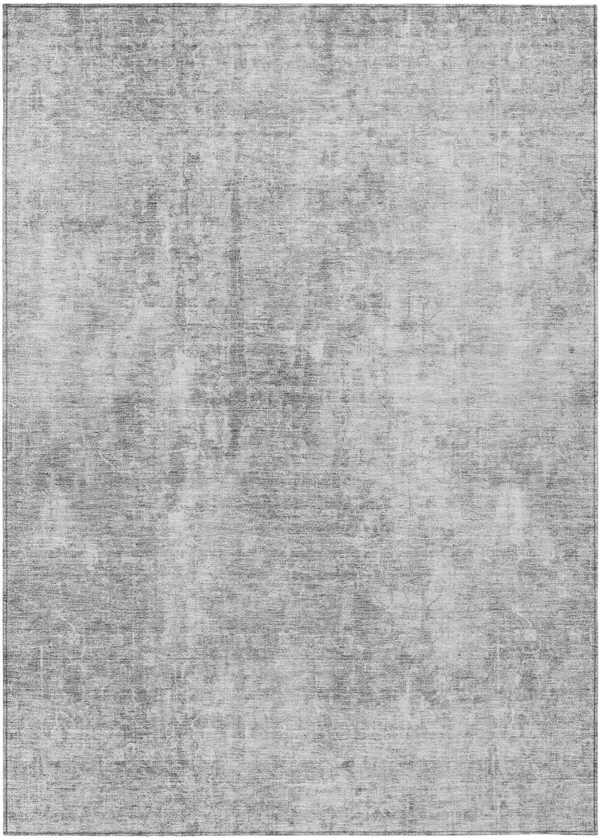 Gray Silver And Charcoal Abstract Washable Indoor Outdoor Area Rug Photo 2
