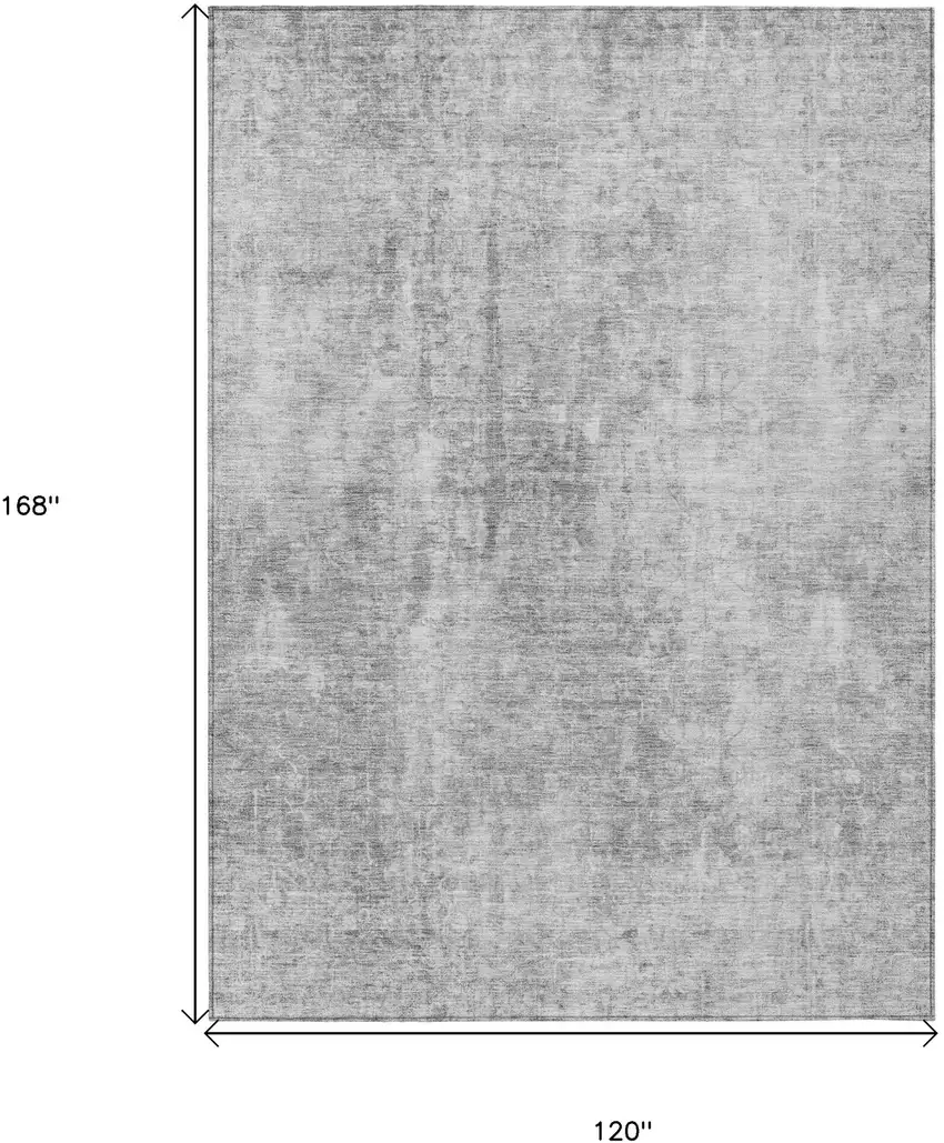 Gray Silver And Charcoal Abstract Washable Indoor Outdoor Area Rug Photo 3