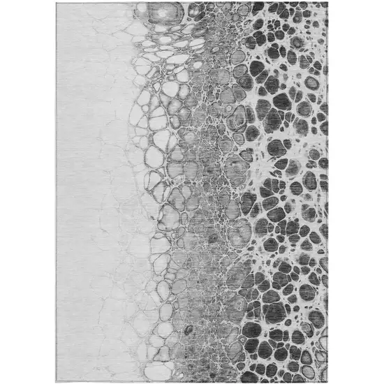 Gray Silver And Charcoal Abstract Washable Indoor Outdoor Area Rug Photo 5