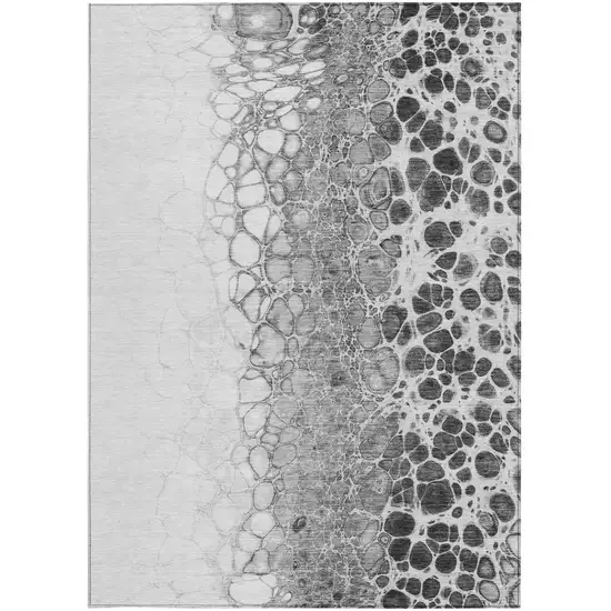 Gray Silver And Charcoal Abstract Washable Indoor Outdoor Area Rug Photo 5