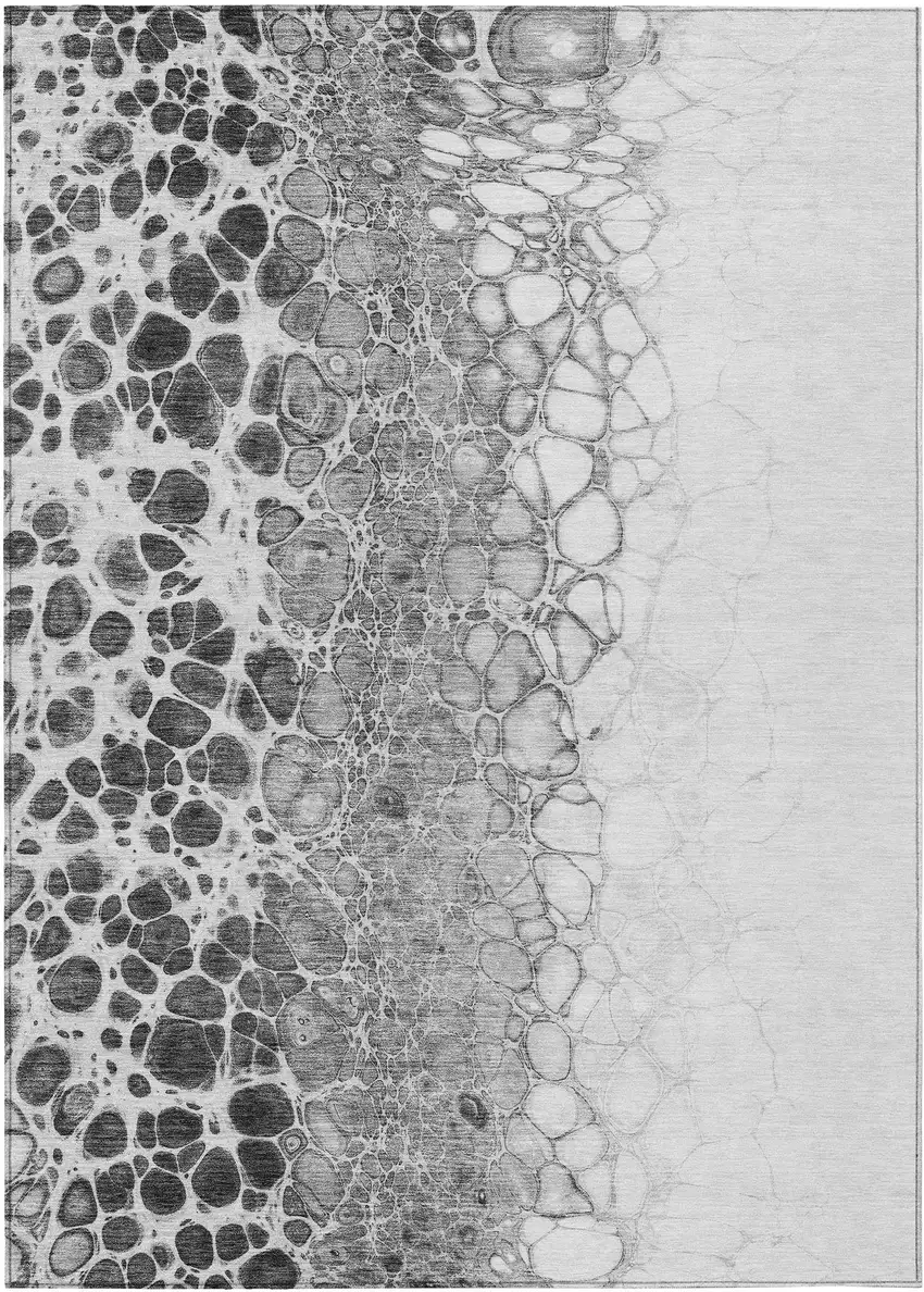 Gray Silver And Charcoal Abstract Washable Indoor Outdoor Area Rug Photo 2