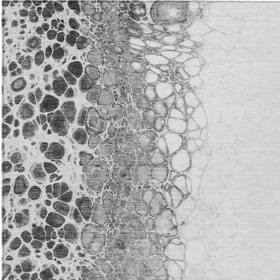 Gray Silver And Charcoal Abstract Washable Indoor Outdoor Area Rug Photo 5