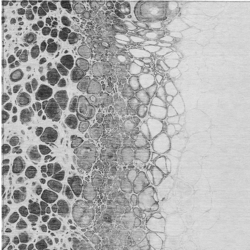 Gray Silver And Charcoal Abstract Washable Indoor Outdoor Area Rug Photo 5