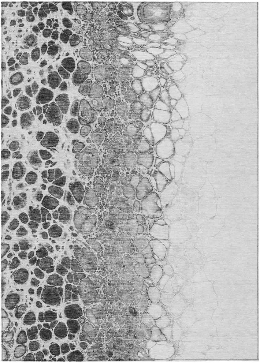 Gray Silver And Charcoal Abstract Washable Indoor Outdoor Area Rug Photo 1