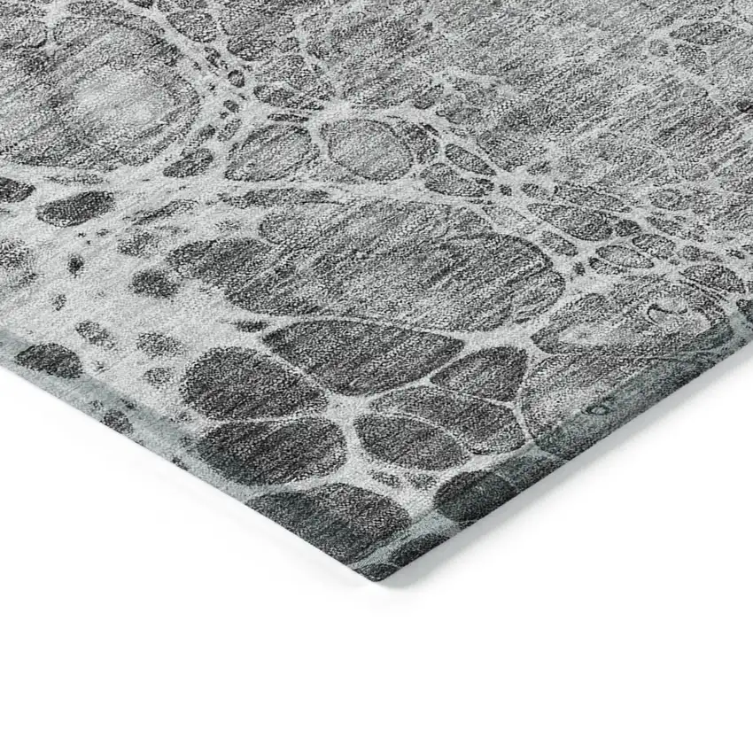 Gray Silver And Charcoal Abstract Washable Indoor Outdoor Area Rug Photo 4