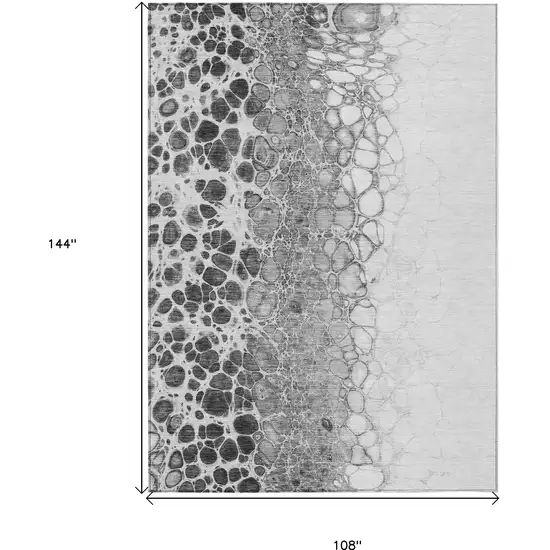 Gray Silver And Charcoal Abstract Washable Indoor Outdoor Area Rug Photo 3