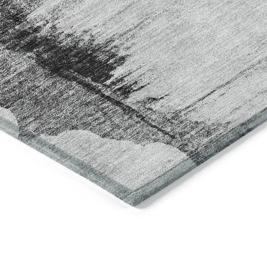 Gray Silver And Charcoal Abstract Washable Indoor Outdoor Area Rug Photo 4