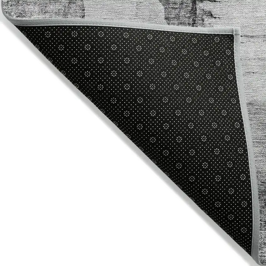 Gray Silver And Charcoal Abstract Washable Indoor Outdoor Area Rug Photo 2