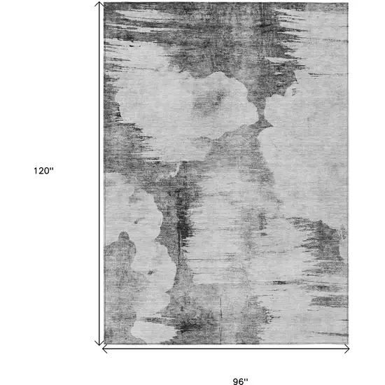 Gray Silver And Charcoal Abstract Washable Indoor Outdoor Area Rug Photo 3
