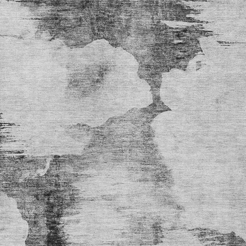 Gray Silver And Charcoal Abstract Washable Indoor Outdoor Area Rug Photo 4