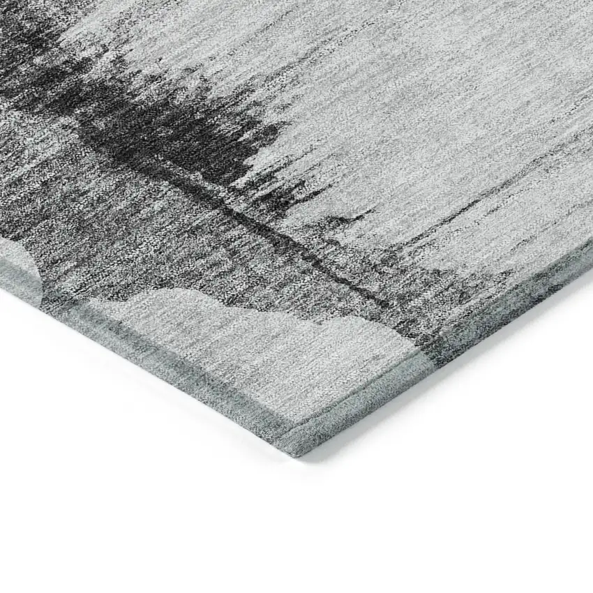 Gray Silver And Charcoal Abstract Washable Indoor Outdoor Area Rug Photo 3