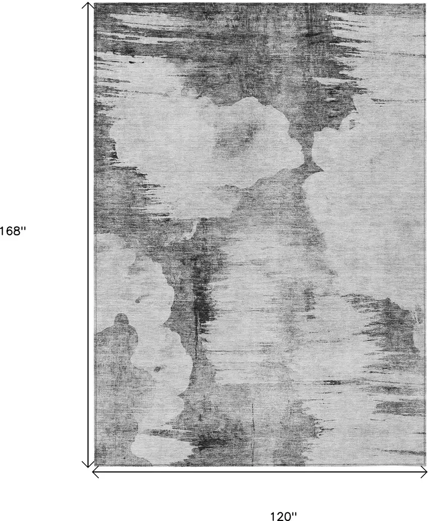 Gray Silver And Charcoal Abstract Washable Indoor Outdoor Area Rug Photo 3