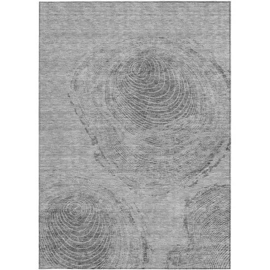 Gray Silver And Charcoal Abstract Washable Indoor Outdoor Area Rug Photo 5