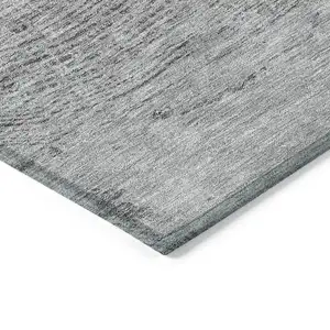 Photo of Gray Silver And Charcoal Abstract Washable Indoor Outdoor Area Rug