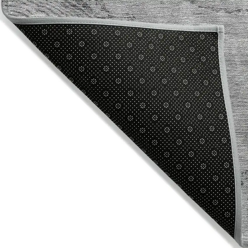 Gray Silver And Charcoal Abstract Washable Indoor Outdoor Area Rug Photo 2