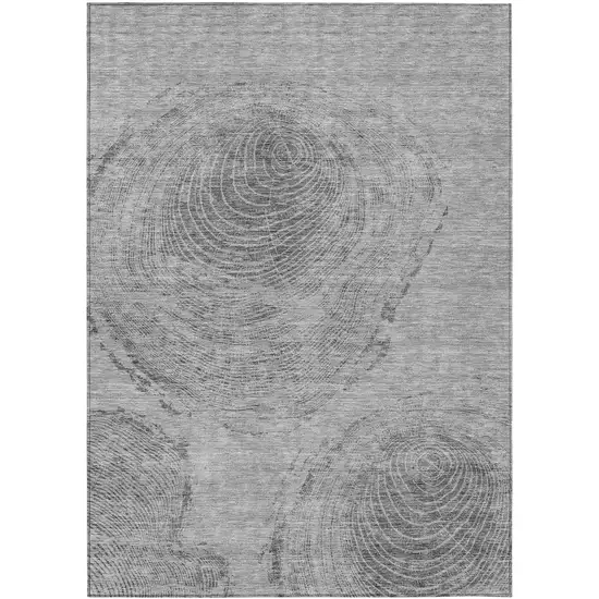 Gray Silver And Charcoal Abstract Washable Indoor Outdoor Area Rug Photo 1