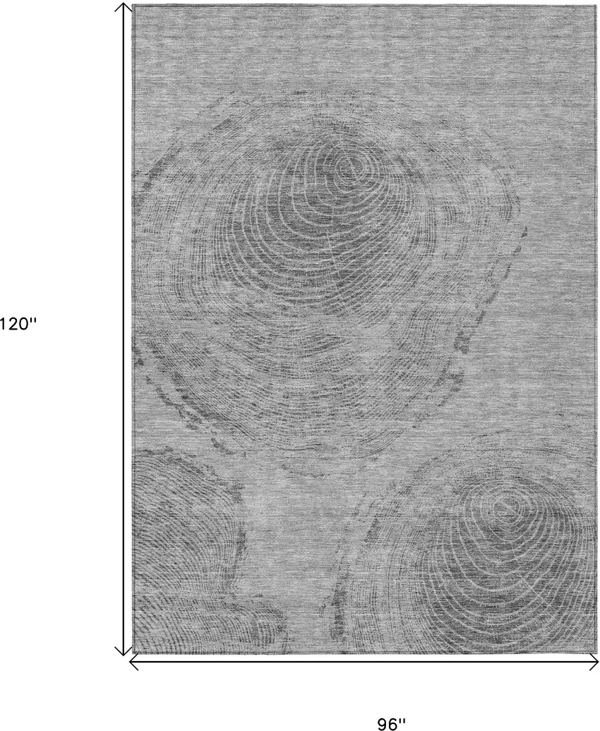 Gray Silver And Charcoal Abstract Washable Indoor Outdoor Area Rug Photo 3
