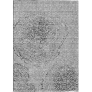 Photo of Gray Silver And Charcoal Abstract Washable Indoor Outdoor Area Rug