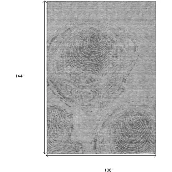 Gray Silver And Charcoal Abstract Washable Indoor Outdoor Area Rug Photo 3